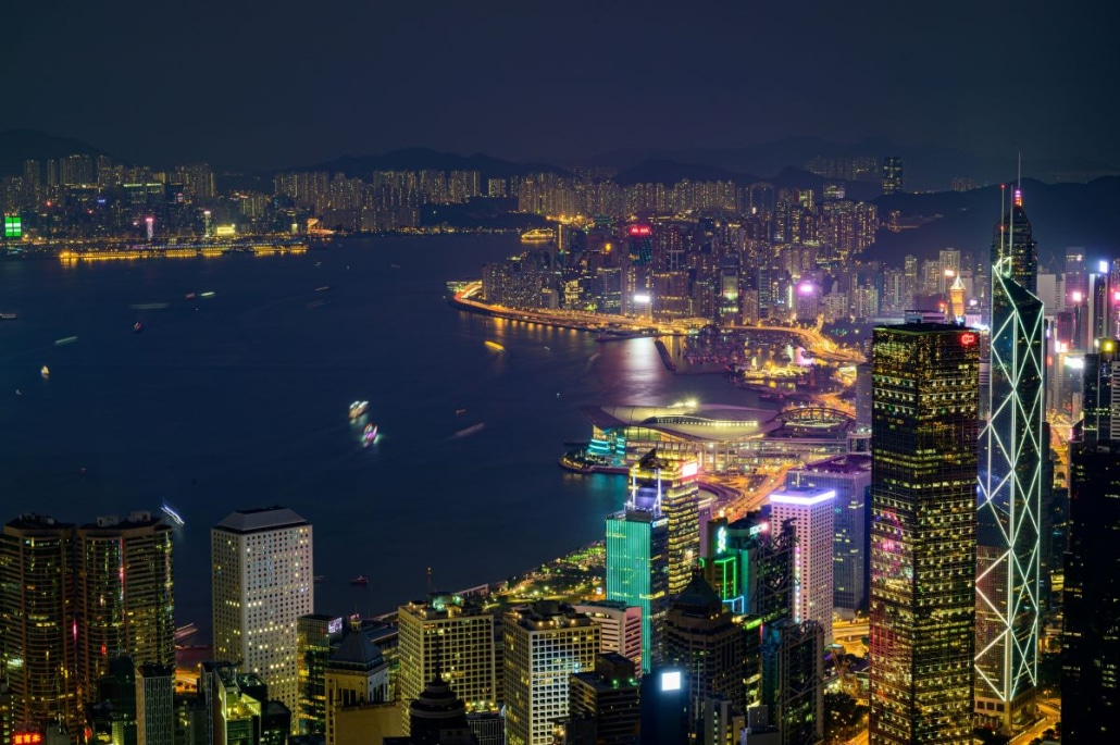 A beautiful night view of  Hong Kong.