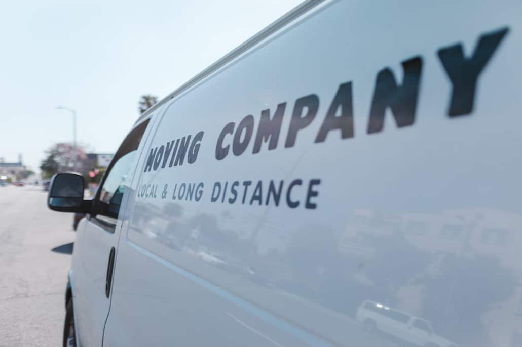 Long-distance moving company van 