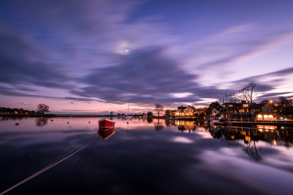 Calm body of water, Fairfield, CT.